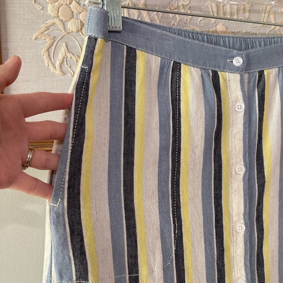 Max Studio vertical stripe linen button skirt with pockets modest spring summer - Picture 3 of 6